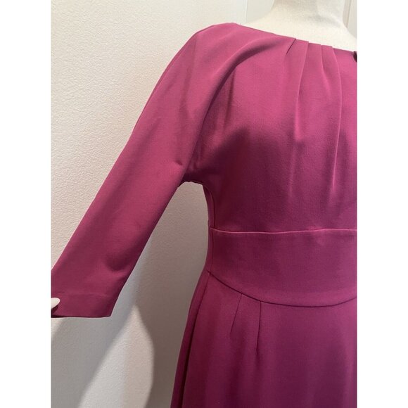 Trina Turk Sarafina Sheath Dress Pleated Crew Neck Orchid Size 10 Knee Length - Picture 8 of 12